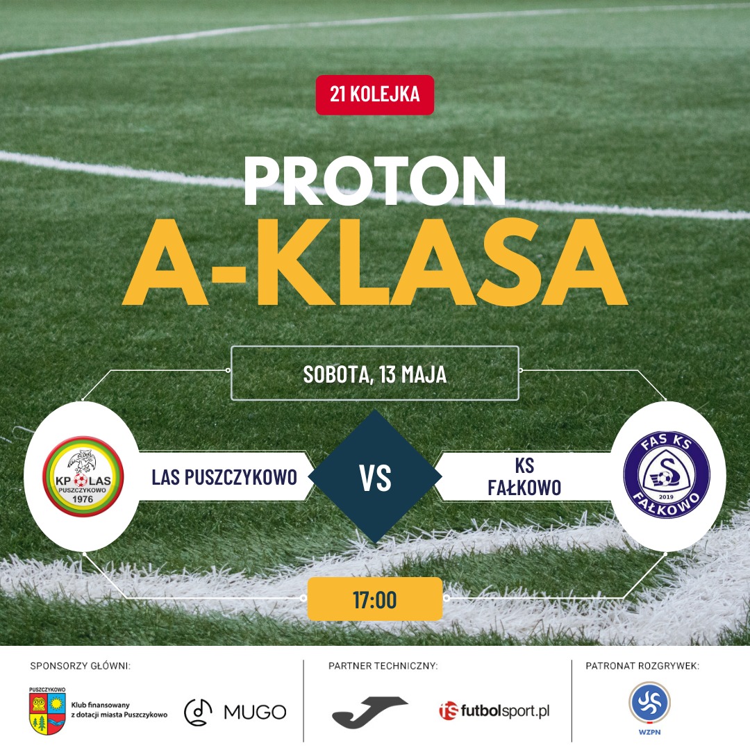 Zapraszamy na mecz 21. kolejki A-klasy, grupa IV FAS KS Fałkowo.