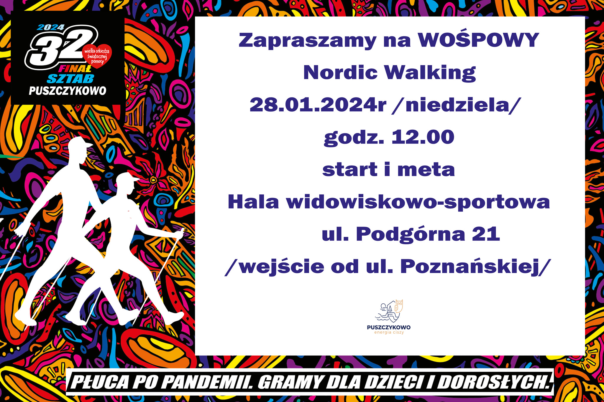 Zapraszamy na marsz Nordic Walking, zorganizowany w ramach wsparcia 32. finału WOŚP.