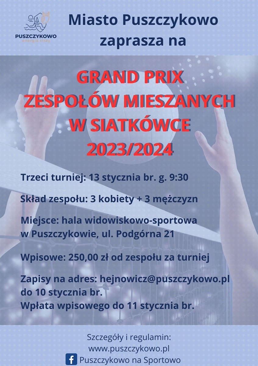 Zapraszamy na trzeci turniej z cyklu Grand Prix Zespołów Mieszanych.