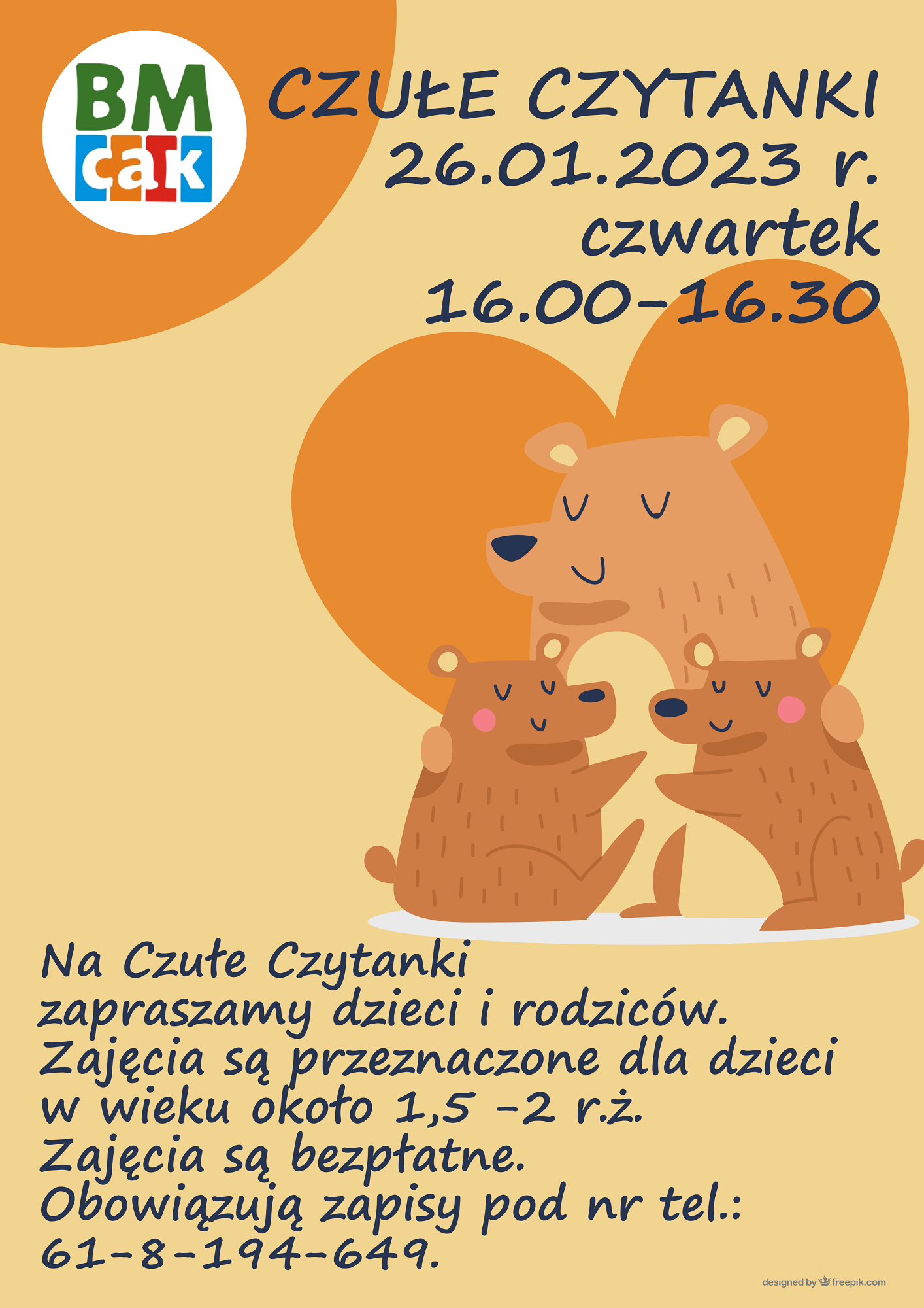 Biblioteka Miejska w Puszczykowie zaprasza dzieci i rodziców na Czułe Czytanki.
