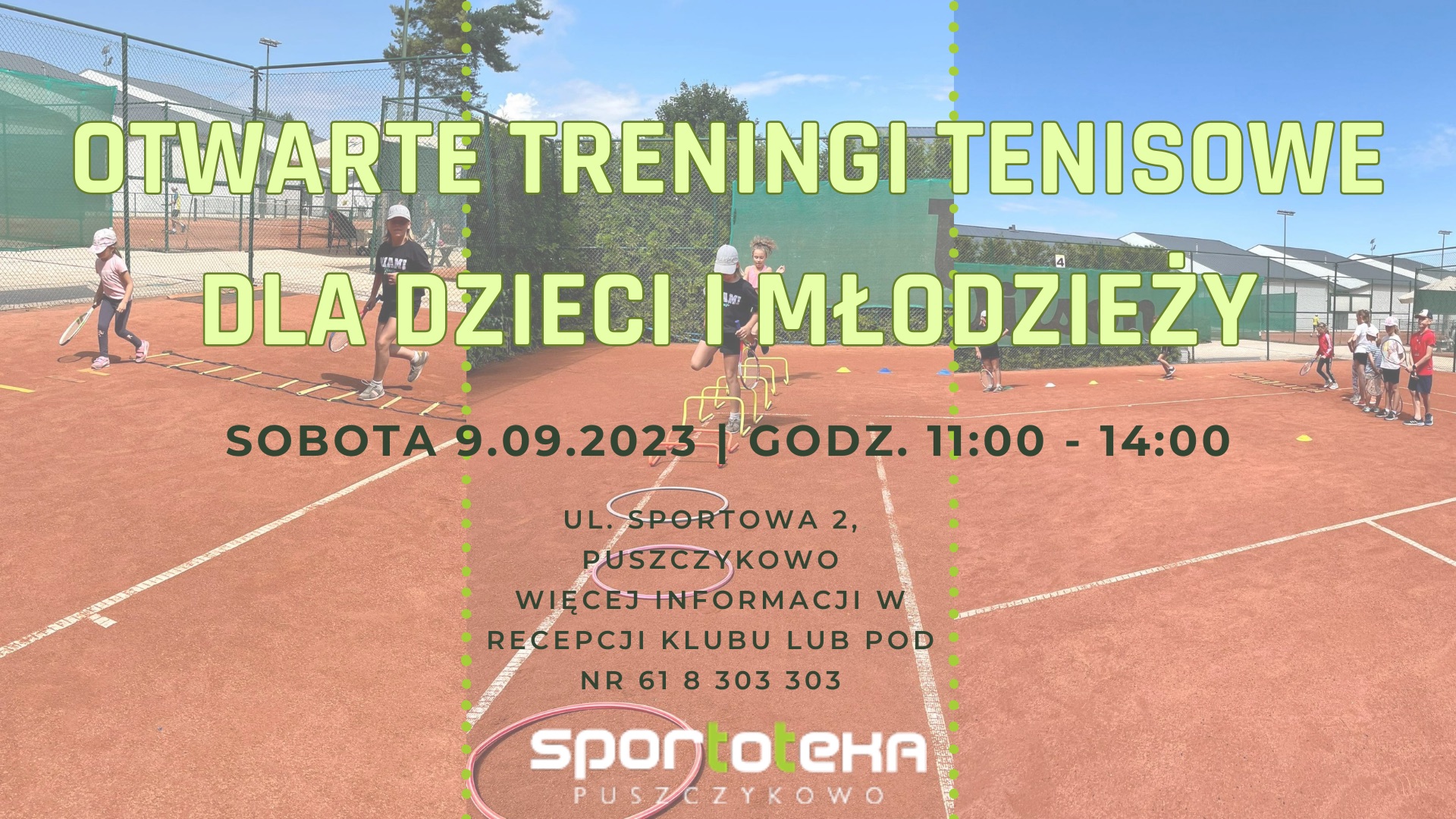 Sportoteka Puszczykowo zaprasza na otwarte treningi tenisowe dla dzieci i młodzieży.