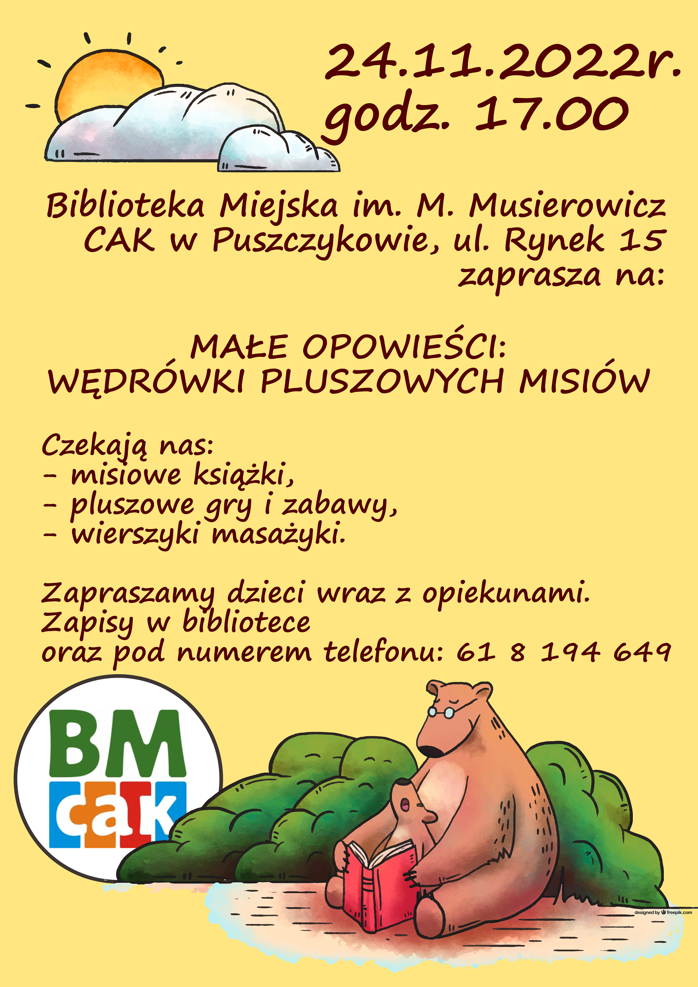 Biblioteka Miejska w Puszczykowie zaprasza na małe opowieści: wędrówki pluszowych misiów.