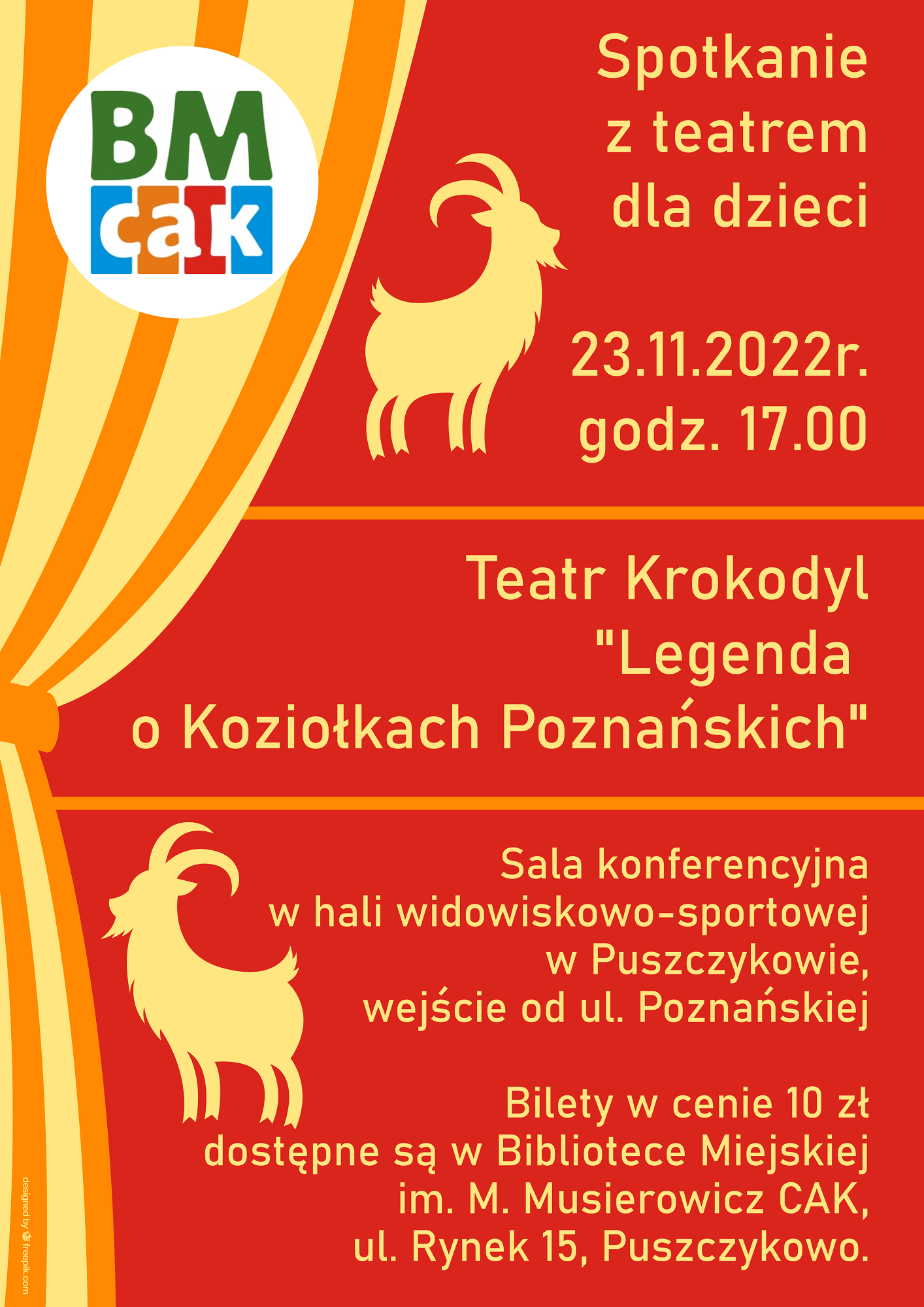 Biblioteka Miejska w Puszczykowie zaprasza na spektakl: "Legenda o Koziołkach Poznańskich".