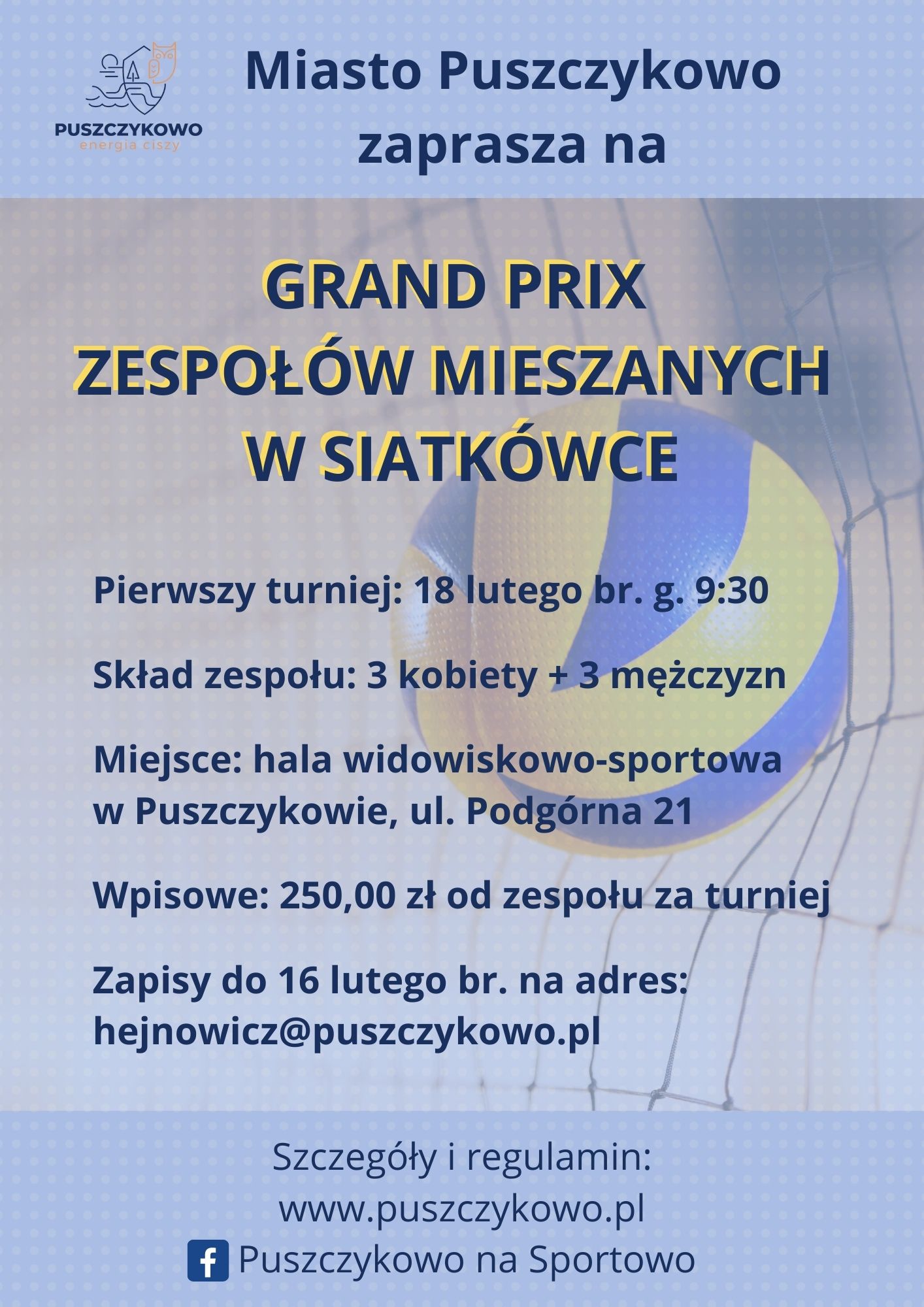 Zapraszamy na Grand Prix Zespołów Mieszanych w siatkówce - zapisy do 16 lutego br.