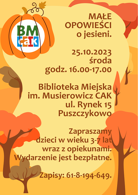  Biblioteka Miejska w Puszczykowie zaprasza na Małe opowieści o jesieni.