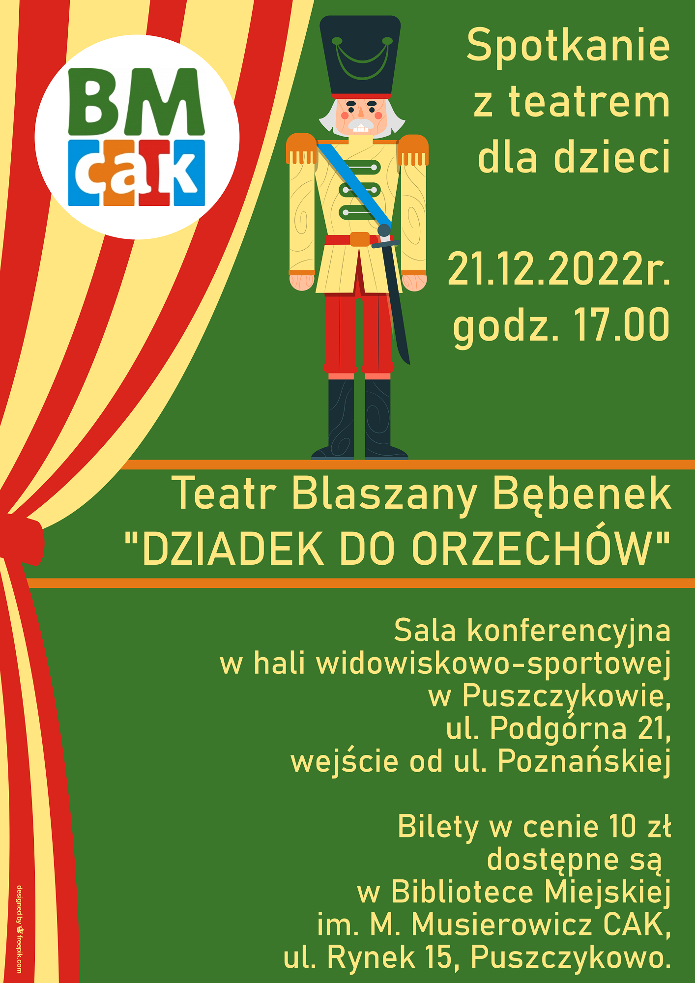 Biblioteka Miejska w Puszczykowie zaprasza na spektakl "Dziadek do orzechów".