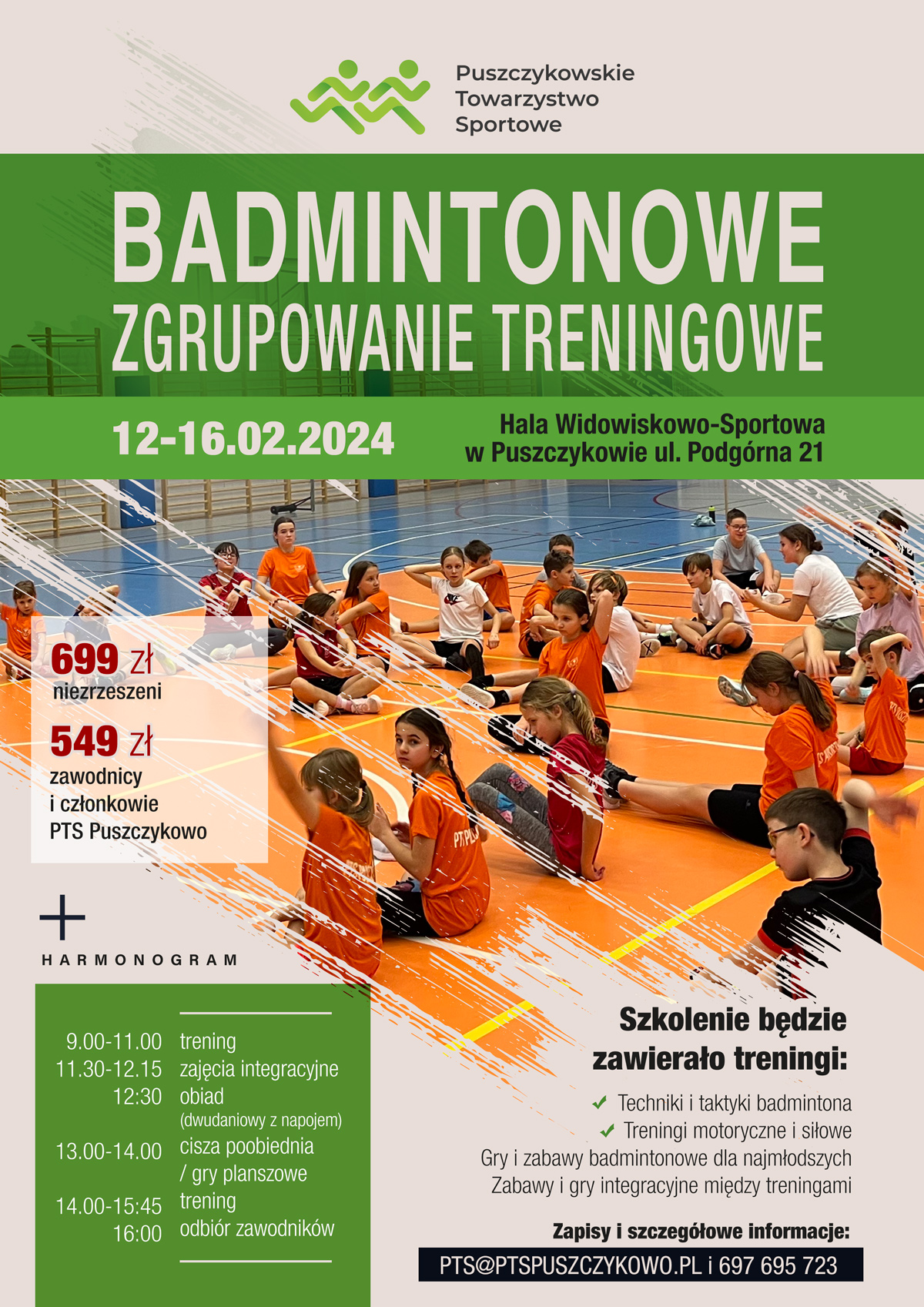 Puszczykowskie Towarzystwo Sportowe zaprasza na badmintonowe zgrupowanie treningowe.