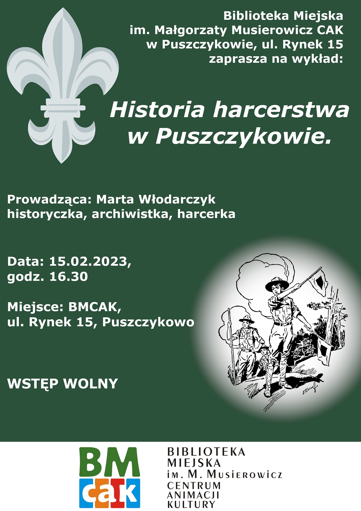 Biblioteka Miejska w Puszczykowie zaprasza na wykład o historii harcerstwa w Puszczykowie.